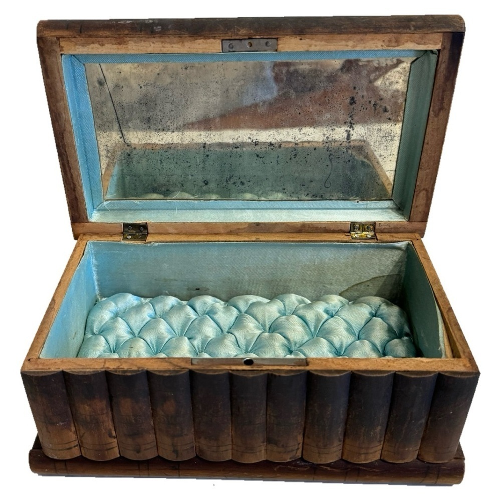 Antique Olive Wood Italian Vanity Box Olive Keepsake Jewelry Holder Decor